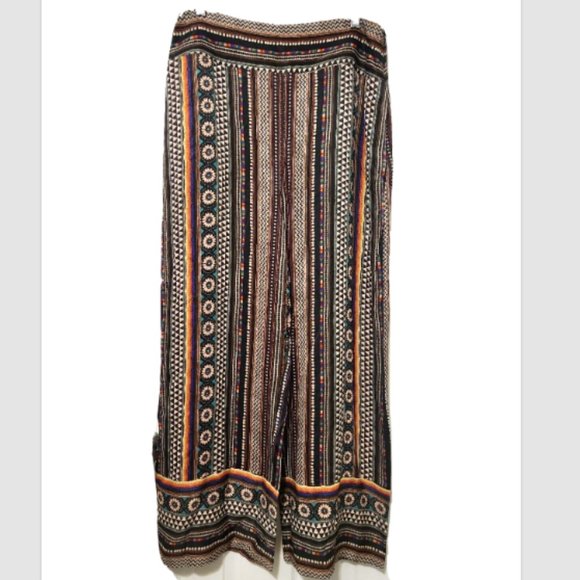 Farm Rio for ANTHROPOLOGIE Satin GEO PRINT CROP WIDE-LEG PANTS - Picture 7 of 14